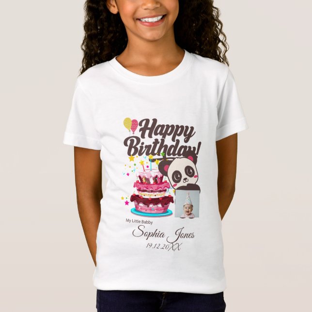 Kids Party - Anpassningsbar Photo, Namn, DOB T Shirt (Framsida)