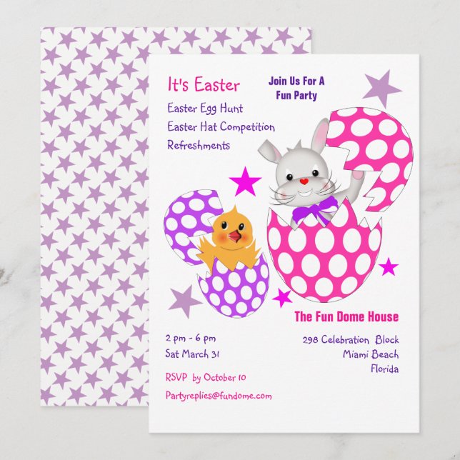 Kids Påsk 2018 Roligt Egg Hunt Party Inbjudningsko Inbjudningar (Fram/baksida)