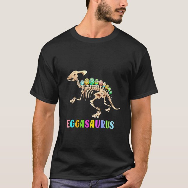 Kids Påsk Dino Egg Hunt Dinosaur Skeleton Eggasa T Shirt (Framsida)