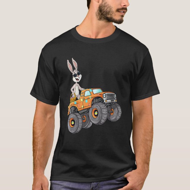 Kids Påsk Rabbit Riding Monster Lastbil Boys Girl T Shirt (Framsida)