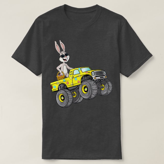 Kids Påsk Rabbit Riding Monster Lastbil Funny Boys T Shirt (Design framsida)