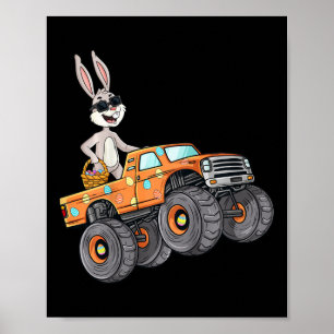 Kids Påsk Rabbit Riding Monster Lastbil Roligt Boy Poster