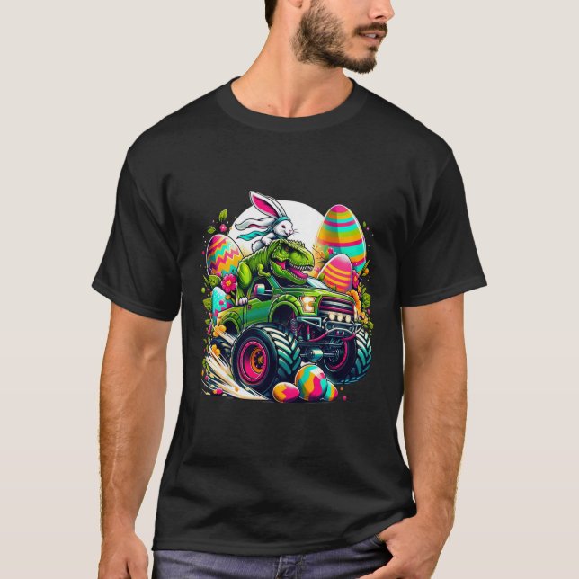 Kids Påsk Shirts Boys Småbarn Boy Rabbit T Rex M Shirt (Framsida)