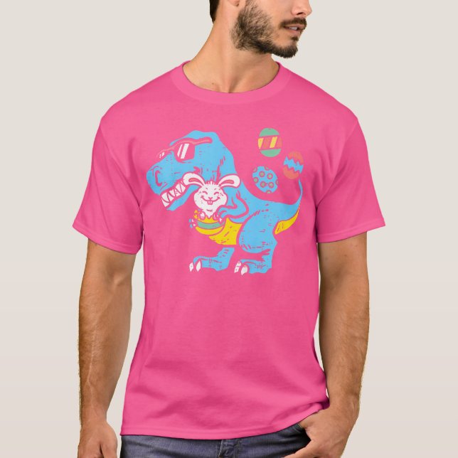 Kids Påsk Trex Bunny Eggs Cute Dinosaur Boys Kid T Shirt (Framsida)