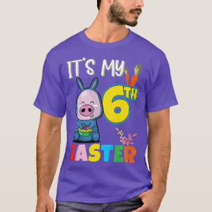 Kids Påskägg Hunt 6e Birthday Cute Påsk Gris T Shirt