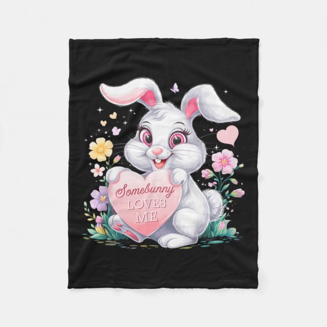 Kids Påskhare Rabbit Pastel Design Springtime Fleecefilt (Framsidan)