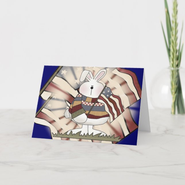 Kids Patriotic Bunny T Shirts and Gifts Kort (Framsida)