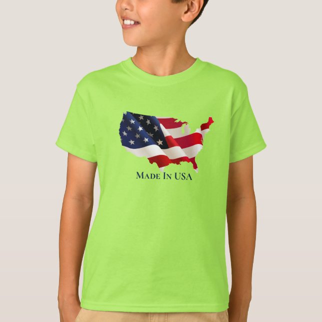 Kids Patriotic Flagga T-Shirt (Framsida)