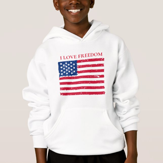 Kids Patriotic Hoodie T Shirt (Framsida)