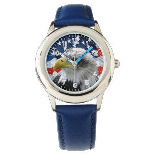 Kids Patriotic Örn American Flagga Watch Armbandsur