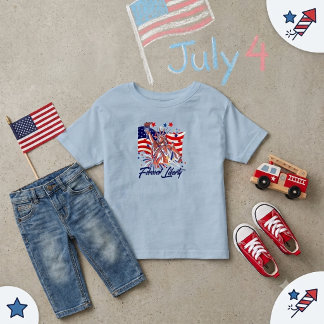Kids Patriotic Statue of Liberty American Flag T Shirt