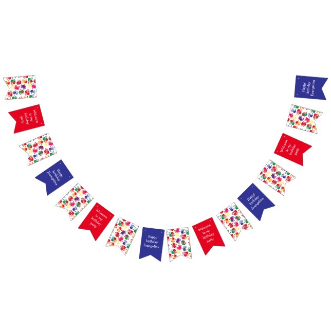Kids Pawares Handprint Art Party Birthday Bunting Vimplar (Alla)