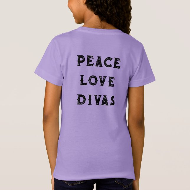 Kids PEACE KÄRLEK DIVAS Blommar & Lilybug T-Shirt (Baksida)