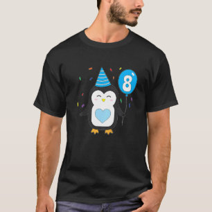 Kids Penguin Balloon 8th Födelsedagsfest Cake Vild T Shirt