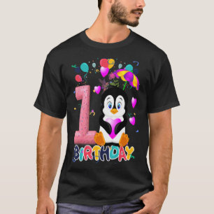 Kids Penguin Födelsedagsfest 1 Åldern 1:e pennan T Shirt
