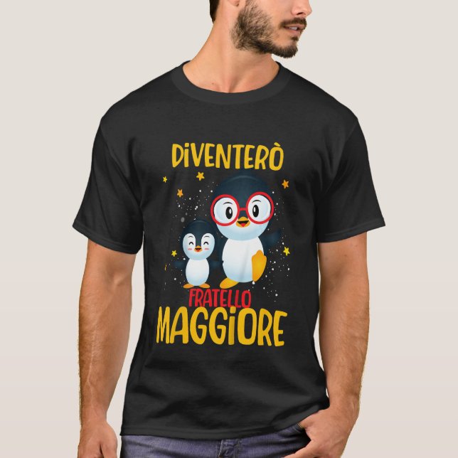 Kids Penguin I Will Become Elder Brother  Boy Son T Shirt (Framsida)