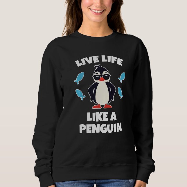 Kids Penguin  Live Life Like a Penguin T Shirt (Framsida)