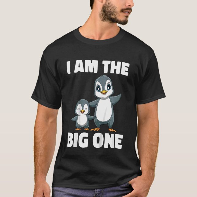 Kids Penguins Big Brother... Jag är Big One Sibli T Shirt (Framsida)