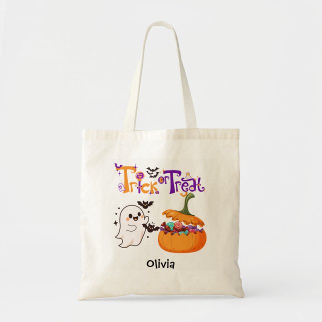 Kids Personalised Halloween Trick or Treat  Tygkasse (Framsidan)