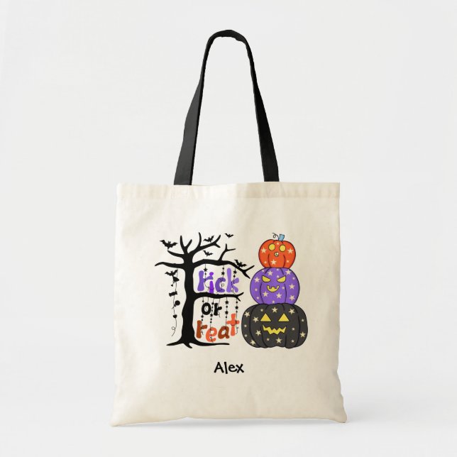 Kids Personalised Halloween Trick or Treat  Tygkasse (Framsidan)