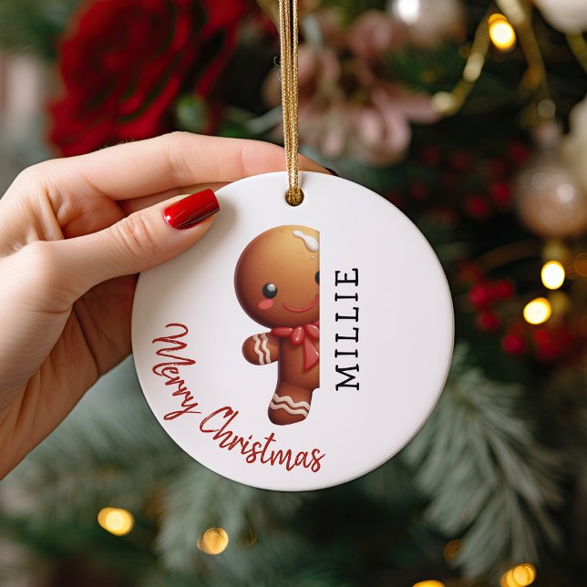 Kids Personalized Gingerbread Man Christmas Julgransprydnad Keramik (Skapare uppladdad)