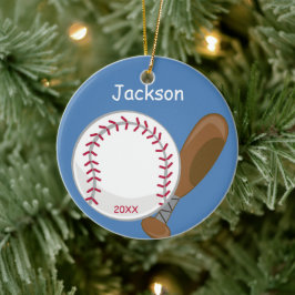 Kids Personlig Baseball och Fladdermus Julgransprydnad Keramik