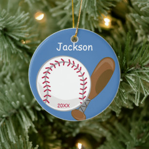 Kids Personlig Baseball och Fladdermus Julgransprydnad Keramik