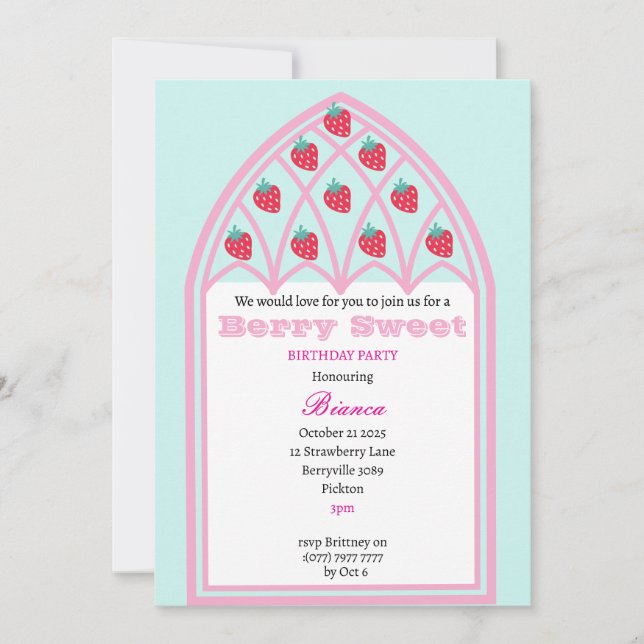 Kids Personlig Berry Sweet Party-inbjudan Inbjudningar (Framsida)