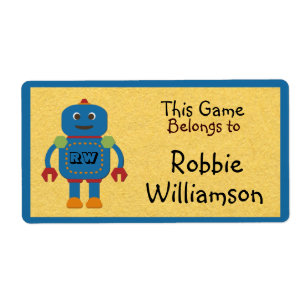 Kids Personlig Blue Robot Leksak Sticker Fraktsedel