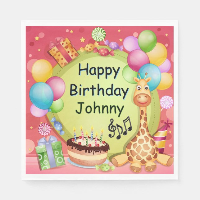 Kids Personlig Grattis på födelsedagen Pappersservett (Framsidan)