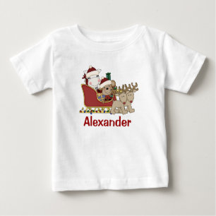 Kids Personlig jul Santa Sleigh T Shirt