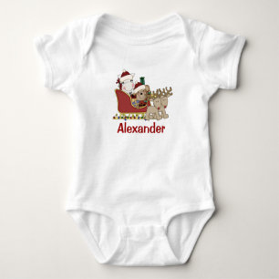 Kids Personlig jul Santa Sleigh Tee Shirt