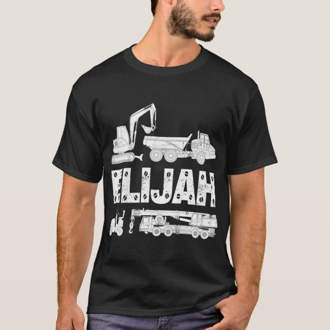 Kids Personlig Kids Namn Construction Excavator T Shirt (Framsida)