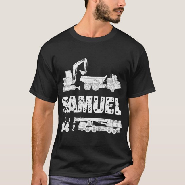 Kids Personlig Kids Namn Construction Excavator T Shirt (Framsida)