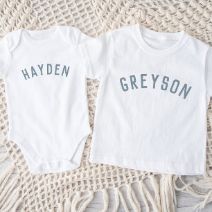 Kids Personlig Namn Tee Dusty Blue