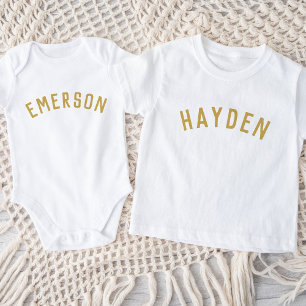 Kids Personlig Namn Tee Guld