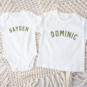 Kids Personlig Namn Tee Olive