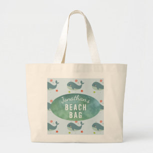 Kids Personlig Namn Whale Beach Toit Bag Jumbo Tygkasse