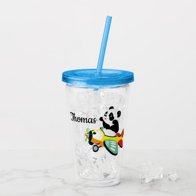 Kids Personlig Panda Flyer Take Away Mugg (Baksida Ice)
