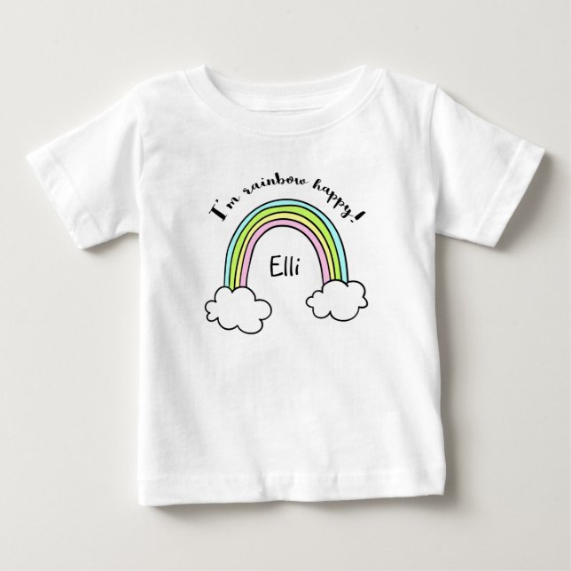 Kids Personlig Rainbow T-Shirt (Framsida)