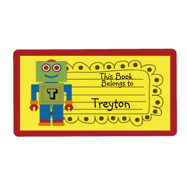 Kids Personlig Robot Bok Sticker Fraktsedel (Framsidan)