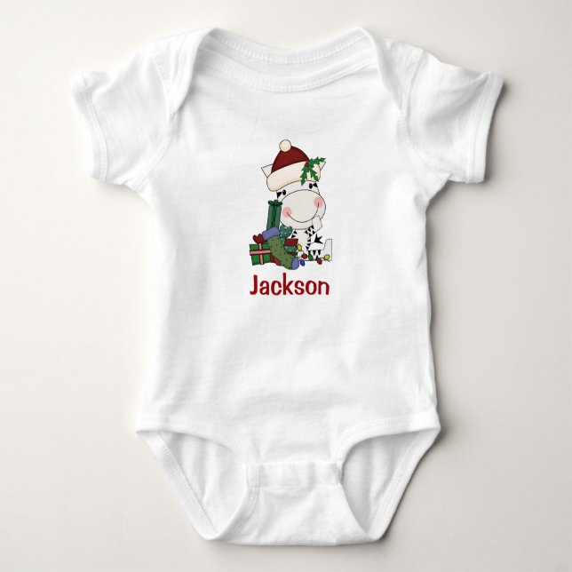 Kids Personlig Santa Zebra Tee (Framsida)