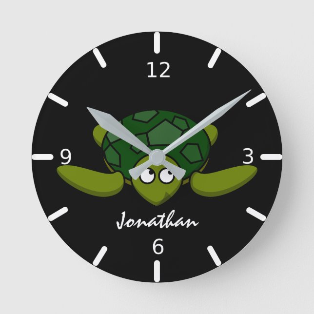 Kids Personlig Sea Turtle Rund Klocka (Framsida)