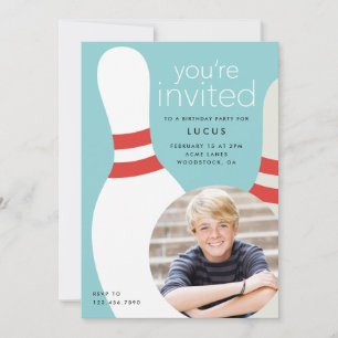 Kids Photo bowling födelsedagsfest Inbjudningar