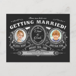 Kids Photo Save Date Postcards Silver Foil Meddelande Vykort