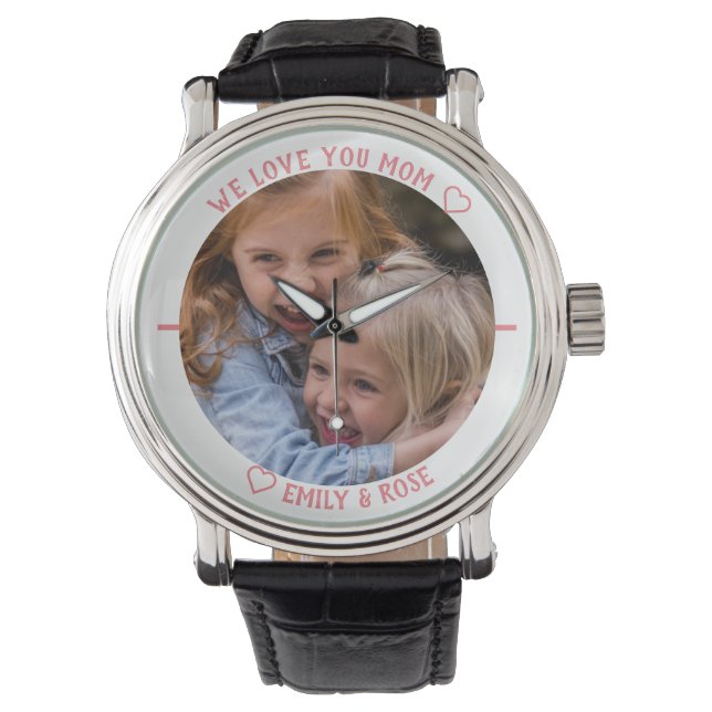 Kids Photo Template Cute Vi Kärlek You Mamma Rosa  Armbandsur (Framsida)