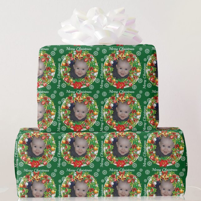 Kids Photo Template Julgran Ornament Baby Presentpapper (Skapare uppladdad)