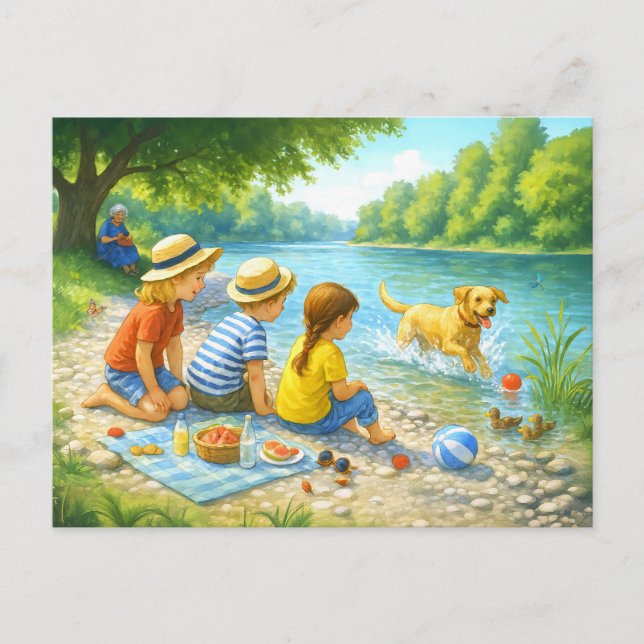 Kids Picnic av Iasar River Helg Vykort (Framsida)