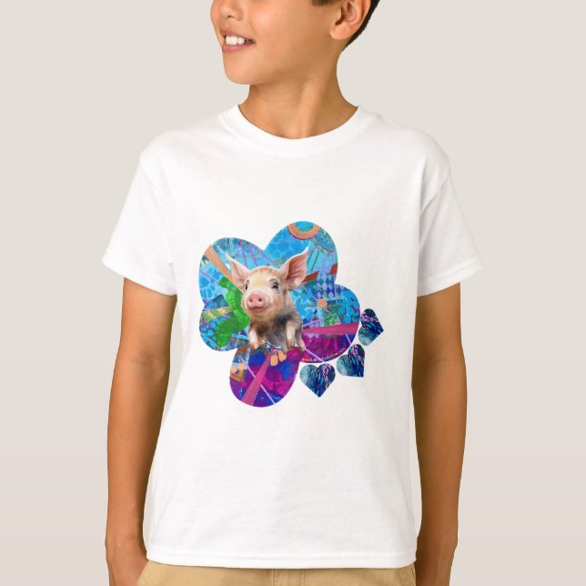 Kids Piggy Kärlek Art T-Shirt (Framsida)