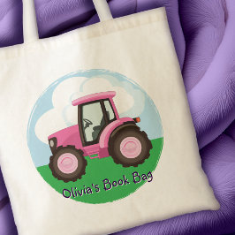 Kids Pink Farm Tractor Cute Girly Personalized Tygkasse